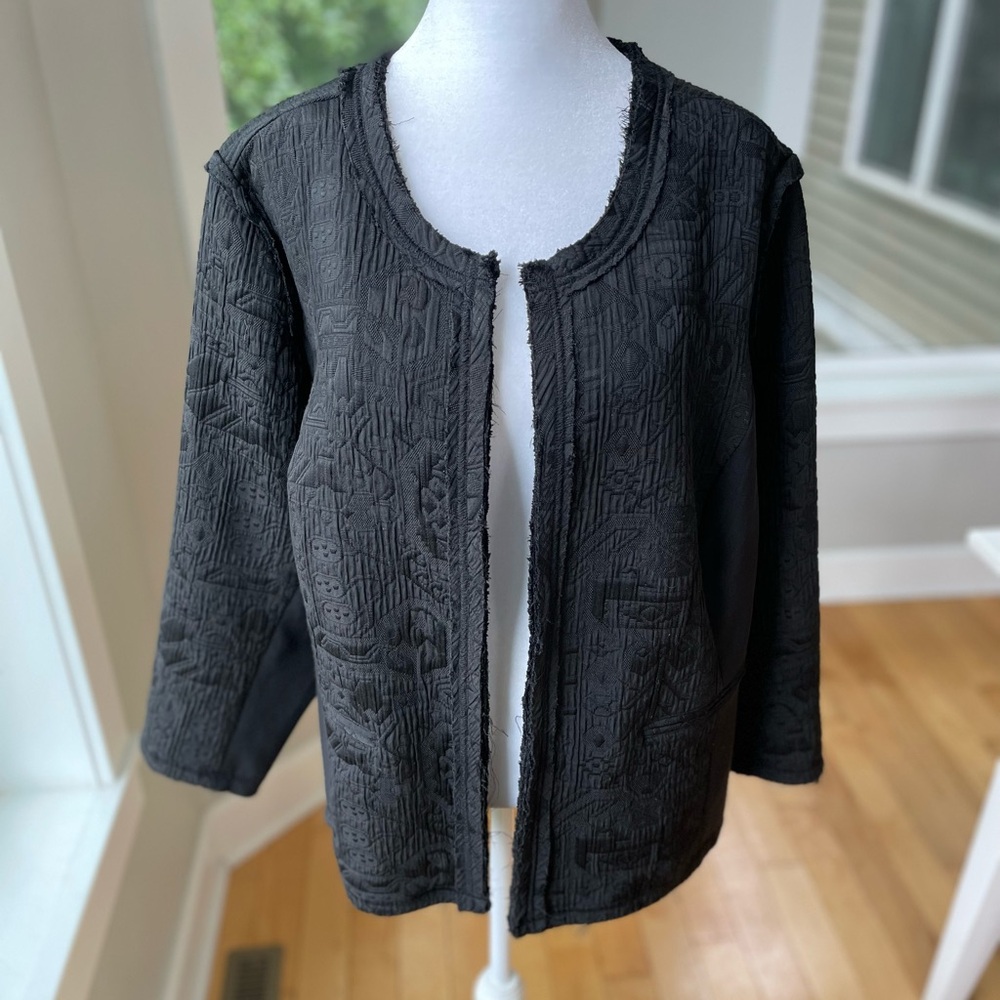Lane Bryant 6th and Lane Black Embossed Lightweight Blazer Jacket Size XL